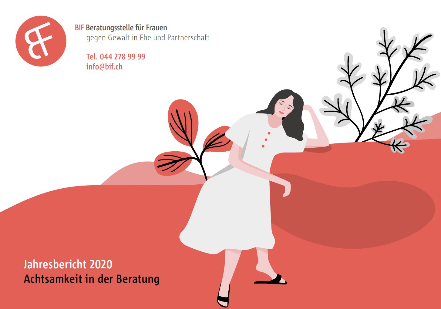 Jahresbericht der BIF Beratungsstelle für Frauen aus dem Jahr 2020, Thema ist Achtsamkeit in der Beratung.